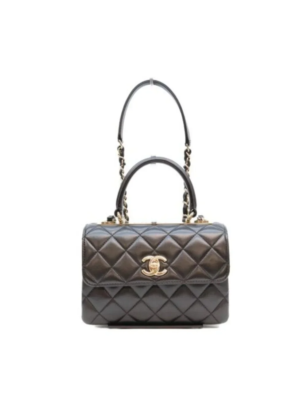 Chanel Black Lamb Gold Trendy CC Mini Top Handle Flap